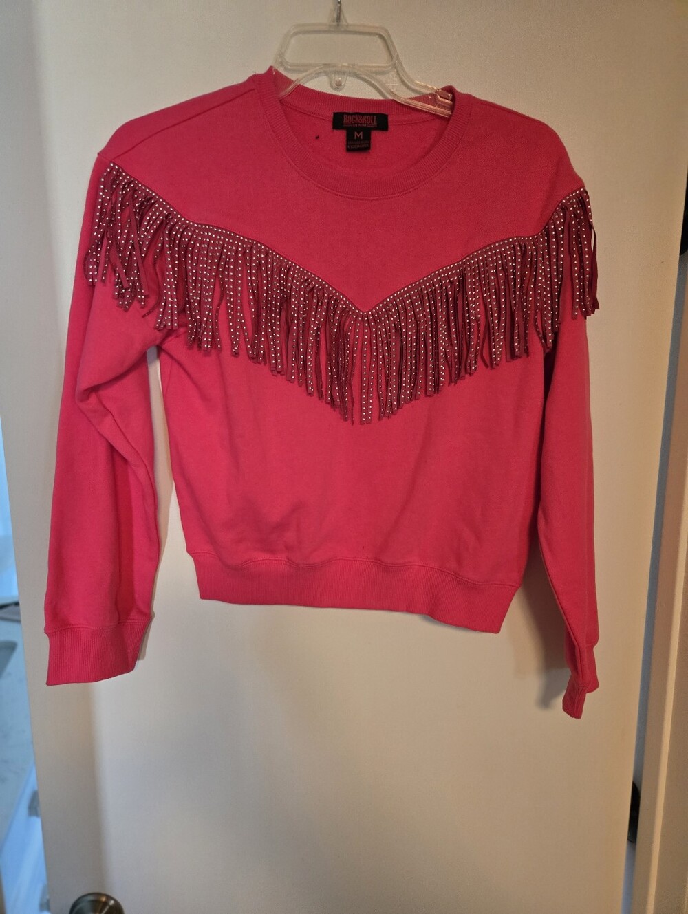 Rock N Roll Hot Pink Fringe Studded Sweatshirt
